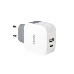 CELLY glava punjača sa MICRO USB i USB C ulazom u BELOJ boji