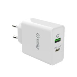 CELLY ProPower 18W kućni punjač sa dva USB ulaza u BELOJ boji