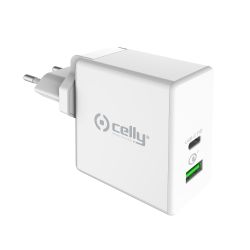 CELLY ProPower 45W kućni punjač sa dva USB ulaza u BELOJ boji